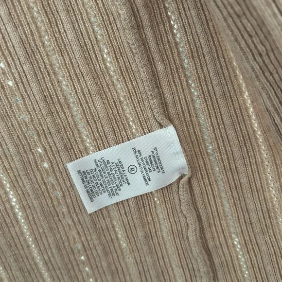 Cyrus Beige Open-Front Eyelet Rib Cardigan - Picture 3 of 6